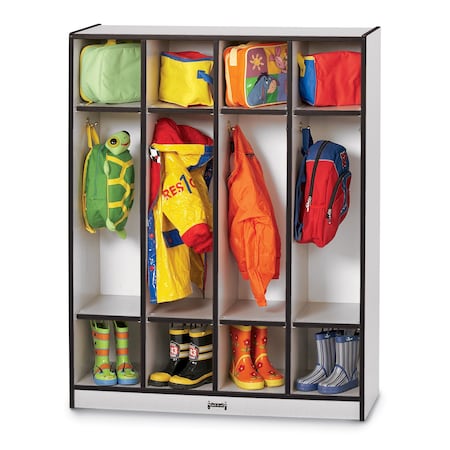 Jonti-Craft Rainbow Accents 4 Section Coat Locker, Black 0268JCWW180